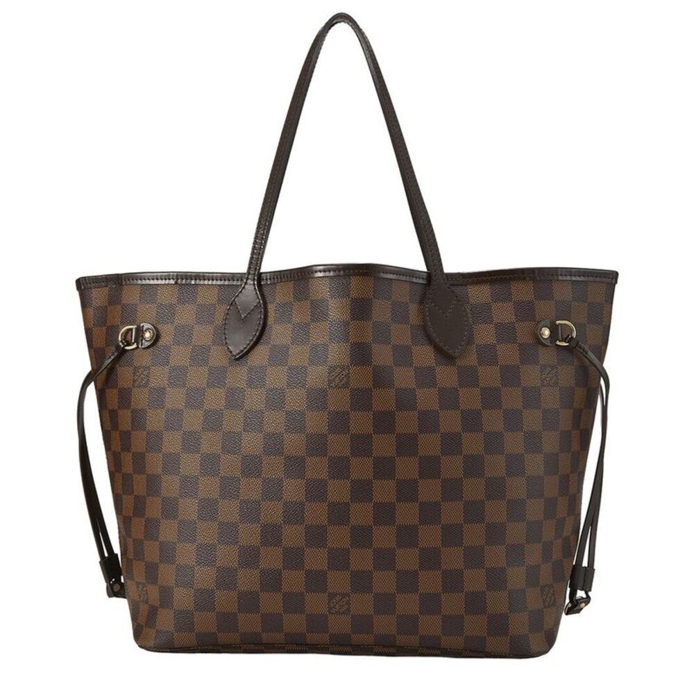 Louis Vuitton Brown Damier Ebene & Vachetta Leather Neverfull Mm (Authentic